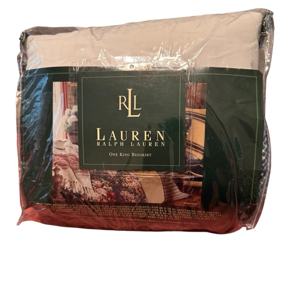 LRL Lauren Ralph Lauren King Bed Skirt Chadwick Check Blue Discontinued Vintage